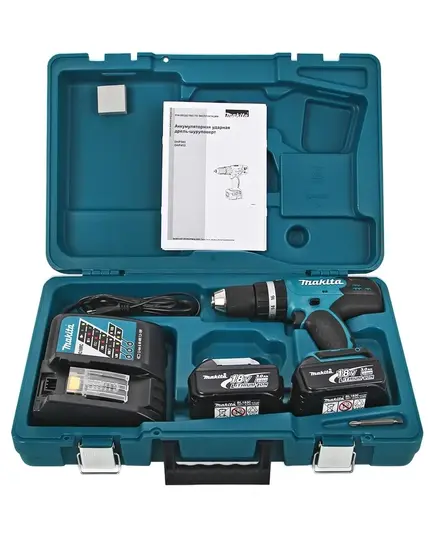 Аккумуляторный шуруповерт ударный MAKITA DHP453RFE, 18В, 2х3.0 Ач Li-ion, 13 мм, 0-400/0-1300 об/мин, 42/27 Нм, кейс, изображение 11