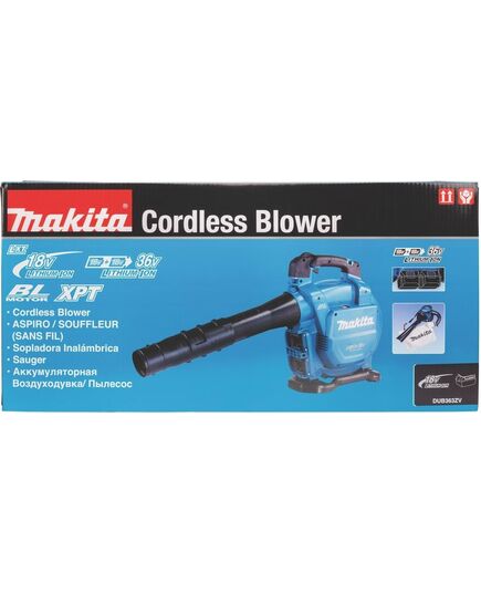Воздуходувное устройсто аккум. MAKITA DUB363ZV, LXT BL 2х18В, 13,4 м³/мин, 65 м/с, мешок для мусора 50 л, XPT, без АКБ и ЗУ, изображение 7