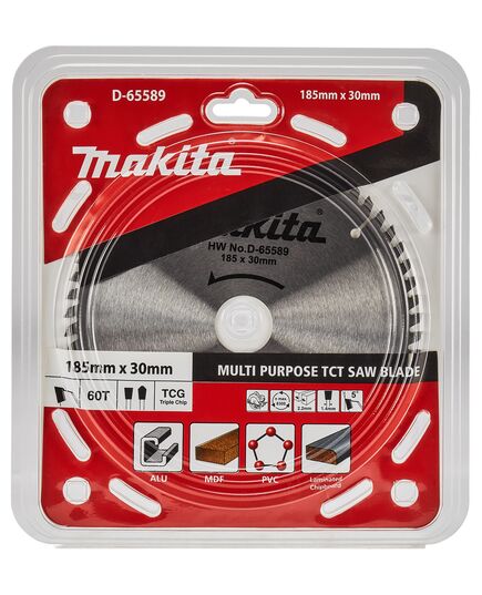 Диск пильный MAKITA 185x30x2.2/1.4x60T, универсальный для алюминия/дерева/пластика,, изображение 3