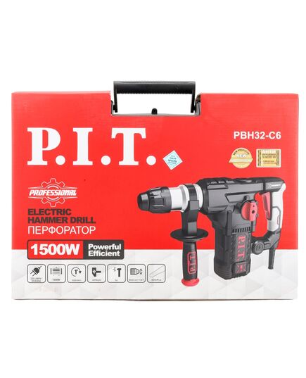 Перфоратор P.I.T. РВН32-C6, 3-реж, верт, 1500 Вт, 6.0 Дж, SDS+, Ø32 мм, 0-920 об/мин, изображение 6
