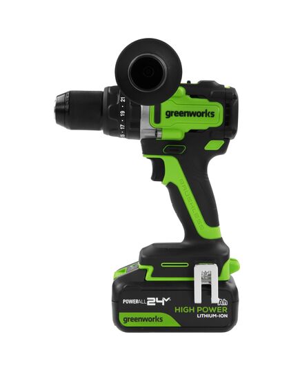 Акк. дрель-шуруповёрт GREENWORKS GD24DD140, 24 В, ударная , б/щет, 0-550/0-2100 об/мин, 70/140 Нм, Anti-kickback, 5 Ач, ЗУ, изображение 2