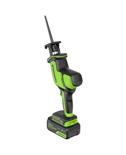Акк. пила сабельная GREENWORKS GPT-CRS-25, б/щет, 24V, 0-3000 об/мин, рез 80 мм дер, LED, 1х4 Ач, ЗУ, кор (1200507CUB), изображение 3