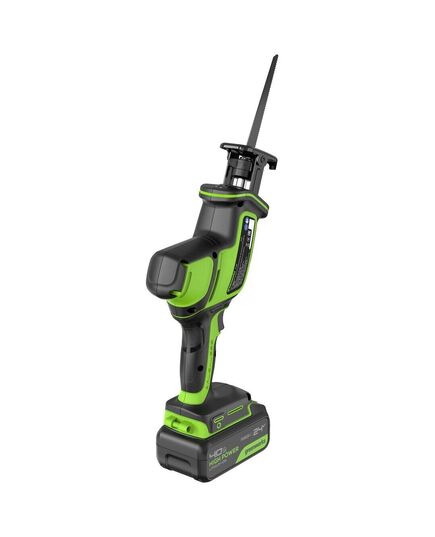 Акк. пила сабельная GREENWORKS GPT-CRS-25, б/щет, 24V, 0-3000 об/мин, рез 80 мм дер, LED, 1х4 Ач, ЗУ, кор (1200507CUB), изображение 9