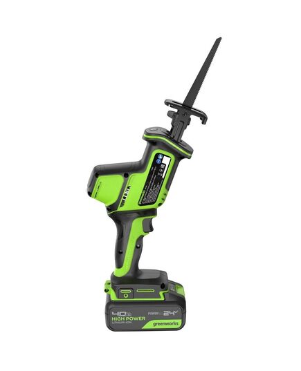Акк. пила сабельная GREENWORKS GPT-CRS-25, б/щет, 24V, 0-3000 об/мин, рез 80 мм дер, LED, 1х4 Ач, ЗУ, кор (1200507CUB), изображение 8