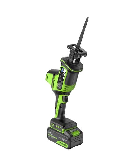 Акк. пила сабельная GREENWORKS GPT-CRS-25, б/щет, 24V, 0-3000 об/мин, рез 80 мм дер, LED, 1х4 Ач, ЗУ, кор (1200507CUB), изображение 7