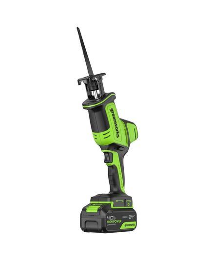 Акк. пила сабельная GREENWORKS GPT-CRS-25, б/щет, 24V, 0-3000 об/мин, рез 80 мм дер, LED, 1х4 Ач, ЗУ, кор (1200507CUB), изображение 5