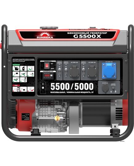 Электростанция бенз. SUNREKA G5500X, 5.5 кВт, 1-Ф, ручной стартер, изображение 2