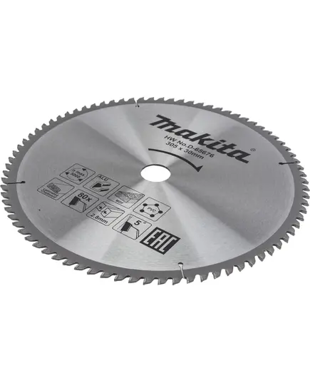 Диск пильный MAKITA 305x30x2.8/2x80T универсальный для алюминия/дерева/пластика, изображение 2