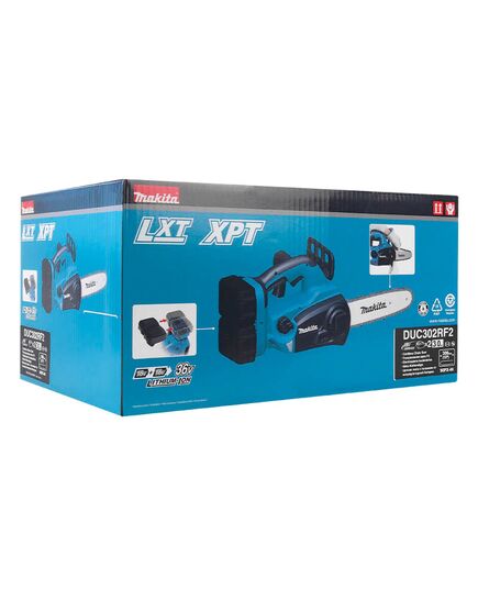 Акк. пила цепная MAKITA DUC302RF2, LXT 2х18 В, 12"/30 см, 3/8", 1.1мм, 46 зв, 20 м/с, безынструментал натяжка цепи, XPT, изображение 12