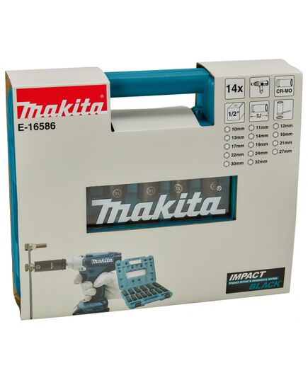 Набор головок MAKITA ударных удлиненных торцовых Impact Black 1/2", 14 шт (10, 11, 12, 13, 14, 16, 17, 19, 21, 22, 24, 27, 30, 32 мм), изображение 3