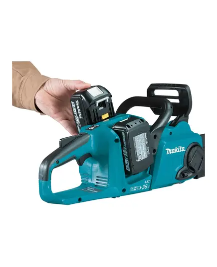 Акк. пила цепная MAKITA DUC353CT2, LXT BL 2х18В, 14"/35 см, 3/8", 1,1мм, 20м/с, XPT, 2xBL1850B, DC18SH, изображение 5