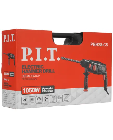 Перфоратор P.I.T. РВН28-C5, 1050 Вт, 3 реж., 3.2 Дж, SDS+, пласт.кейс, 3 бура, пика, зубило, бур 28 мм, изображение 11