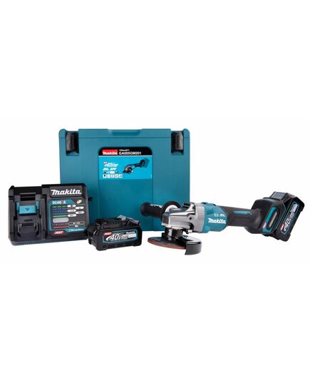 Акк. угловая шлиф. машина MAKITA GA005GU201, XGT BL 40В, 125 мм, 8500 об/м, 2x4.0Ач. BL4040F, DC40RA, Makpac4, изображение 8