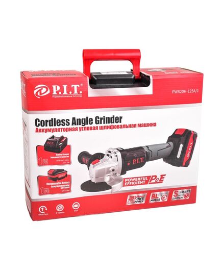 Акк. угловая шлиф. машина P.I.T. PWS20H-125A/1, OnePower, бесщет., 20 В, 1*4 Ач, 125 мм, 7000 об/мин, ЗУ 3А, кейс, изображение 7