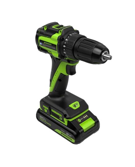 Акк. шуруповерт GREENWORKS DD345, 24В, 2х2 Ач, 27/45 Нм, 0-450/1850 об/мин, БЗП 13 мм, бесщёточный, ЗУ, коробка (3708307CUC), изображение 3