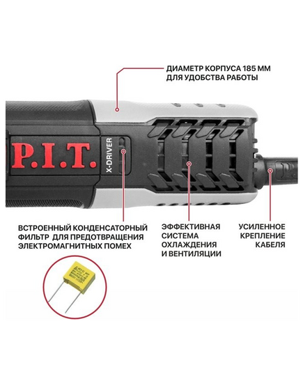 Угловая шлиф.машина P.I.T. PWS125-C11, 1050 Вт, 125 мм, 3000 - 11000 об./мин., 1.7 кг, коробка, изображение 3