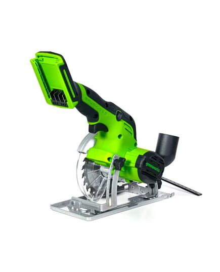 Акк. мини-пила дисковая GREENWORKS G24MCS, 24V, бесщеточная, 6500 об/мин, диск 120/9.5 мм, пропил 39 мм, без АКБ и ЗУ (1501207), изображение 4