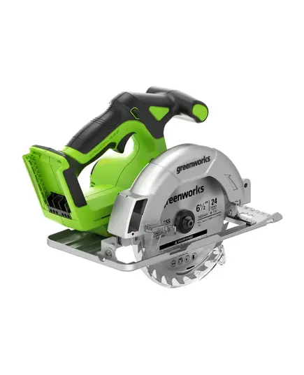 Акк. пила дисковая GREENWORKS GD24CS165, 24В, бесщеточная, 4800 об/мин, диск 165/20 мм, пропил 57 мм, без АКБ и ЗУ (1501607), изображение 2