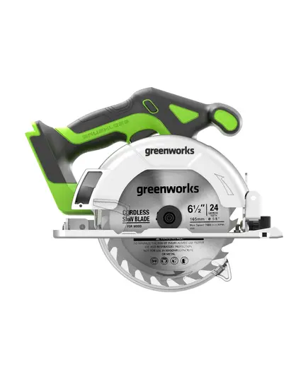 Акк. пила дисковая GREENWORKS GD24CS165, 24В, бесщеточная, 4800 об/мин, диск 165/20 мм, пропил 57 мм, без АКБ и ЗУ (1501607), изображение 4