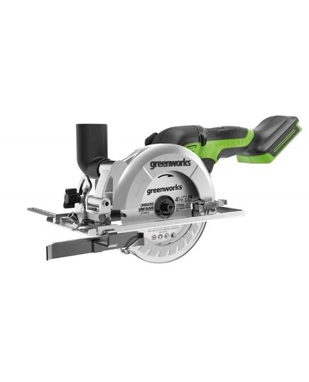 Акк. мини-пила дисковая GREENWORKS G24MCS, 24V, бесщеточная, 6500 об/мин, диск 120/9.5 мм, пропил 39 мм, без АКБ и ЗУ (1501207), изображение 2