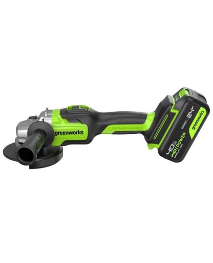 Акк. угловая шлиф. машина GREENWORKS GD24AG, 125 мм, 24 В, 1x4 Ач, 10500 об/мин, бесщеточная, ЗУ, коробка (3200207CUB), изображение 2