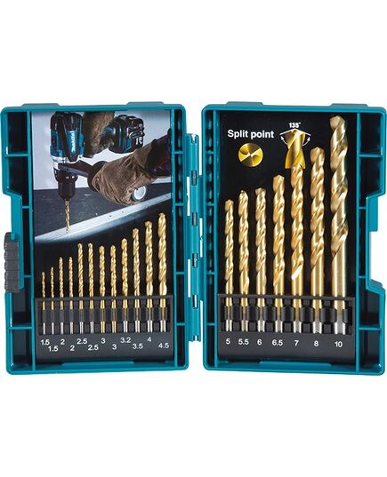 Набор сверл по металлу MAKITA HSS-TiN Economy, 19 шт. (D-67527), изображение 2