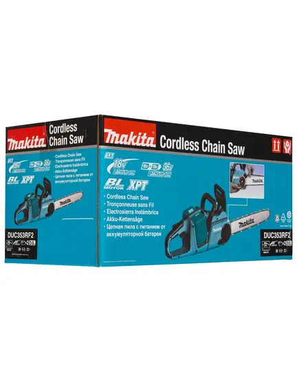 Акк. пила цепная MAKITA DUC353RF2, LXT BL 2х18 В, 14"/35 см, 3/8", 1.1 мм, 20 м/с, XPT,  2xBL1830B, З/У DC18RC, изображение 8