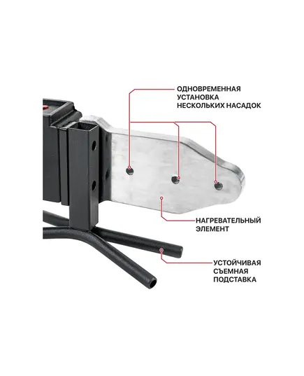 Трубосварочная машина P.I.T PWM63-C МАСТЕР, 2 кВт, нас. 20, 25, 32, 40, 50, 63 мм, перч, рул, ножн, отв, кл, мет. кейс, изображение 2