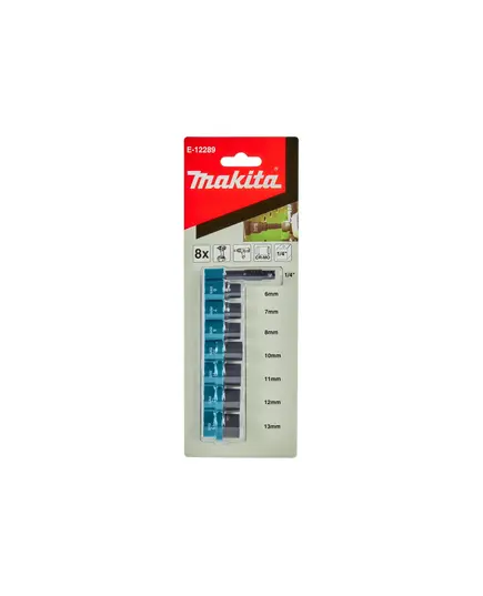 Набор головок MAKITA ударных торцовых 1/4” 8 шт. (6, 7, 8, 10, 11, 12, 13 мм, адаптер) (E-12289), изображение 3
