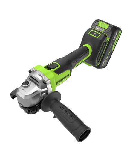 Акк. угловая шлиф. машина GREENWORKS AG590, 125 мм, 24 В, 1х5 Ач, 8500 об/мин, бесщеточная, Anti-Kickback, ЗУ, сумка (3201007CUG), изображение 2