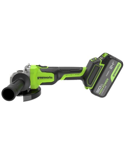 Акк. угловая шлиф. машина GREENWORKS AG590, 125 мм, 24 В, 1х5 Ач, 8500 об/мин, бесщеточная, Anti-Kickback, ЗУ, сумка (3201007CUG), изображение 7