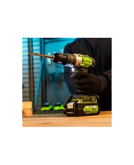 Акк. шуруповерт ударный GREENWORKS GD24DD60k2, 24 В, 1х2 Ач, 60 Нм, 0-600/1800 об/мин, БЗП 13 мм, бесщеточный, ЗУ, кейс (3704107UA), изображение 6