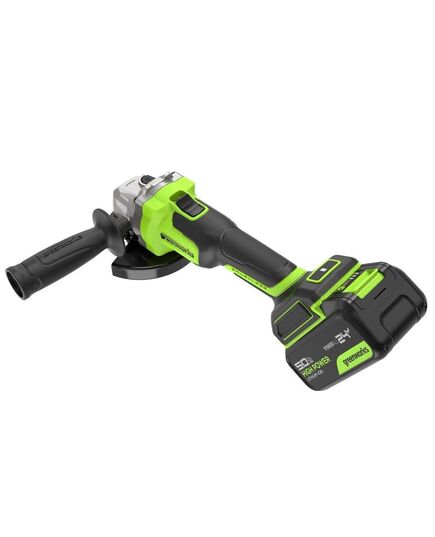 Акк. угловая шлиф. машина GREENWORKS AG590, 125 мм, 24 В, 1х5 Ач, 8500 об/мин, бесщеточная, Anti-Kickback, ЗУ, сумка (3201007CUG), изображение 6