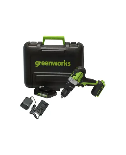 Акк. шуруповерт ударный GREENWORKS GD24DD60k2, 24 В, 1х2 Ач, 60 Нм, 0-600/1800 об/мин, БЗП 13 мм, бесщеточный, ЗУ, кейс (3704107UA), изображение 4
