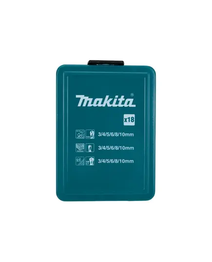 Набор сверл MAKITA в метал. кейсе 18 шт. (металл/дерево/кирпич, 3,4,5,6,8,10 мм), изображение 6