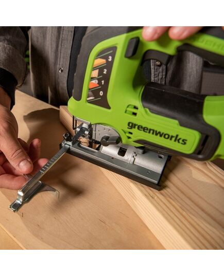 Акк. лобзик GREENWORKS GD24JS120, б/щет, 120 мм, 0-3500 об/мин, 4-ст. маятник, LED, 1х2 Ач, ЗУ, кор. (3601407CUA), изображение 14