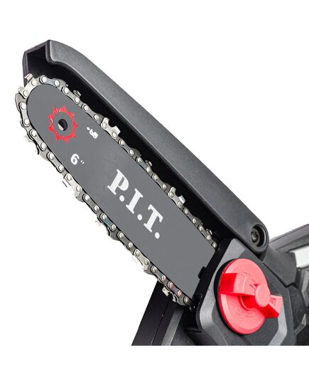 Акк. пила цепная P.I.T. PKE20H-150B СОЛО, бесщеточная, 20 В, 6"/15 см, 5400 об/мин, 8.0 м/с, без АКБ и ЗУ, изображение 2