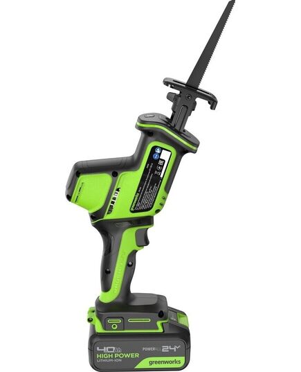 Акк. пила сабельная GREENWORKS GPT-CRS-25, б/щет, 0-3000 об/мин, рез 80 мм, LED, 1х4 Ач, ЗУ, кор. (1200507CUB), изображение 3
