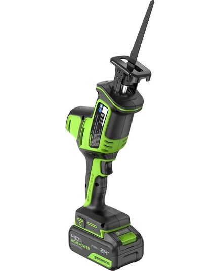 Акк. пила сабельная GREENWORKS GPT-CRS-25, б/щет, 0-3000 об/мин, рез 80 мм, LED, 1х4 Ач, ЗУ, кор. (1200507CUB), изображение 4