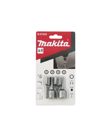 Набор магнитных головок MAKITA торцевых С-form 4 шт. (8, 10, 12, 13 мм), изображение 3