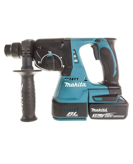 Акк. перфоратор MAKITA DHR242RFE, SDS+, 18 В, 2.4 Дж, 3.3 кг, Li-ion 2х3 Ач, 3 реж, кейс, изображение 2