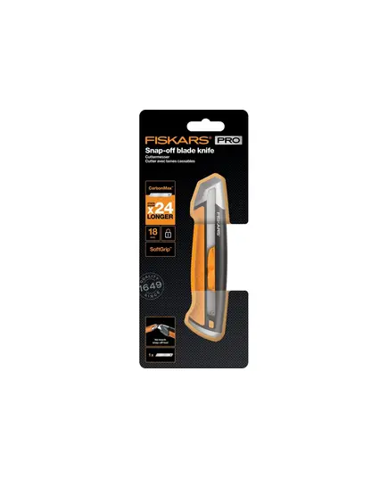 Нож строительный FISKARS CarbonMax, с выдвижным, сменным лезвием, 18 мм (1027227), изображение 6