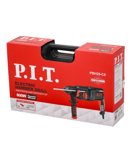 Перфоратор P.I.T. PBH26-C8, горизонт.,  800 Вт, 3,2 Дж, 3 реж, Ø26 мм, 0-1300 об, кейс, изображение 16