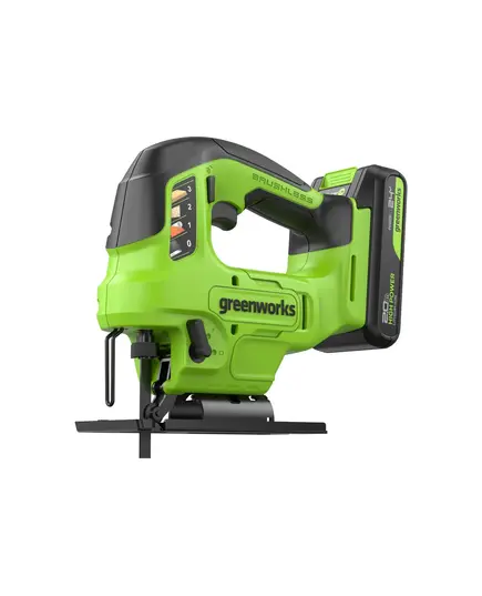 Акк. лобзик GREENWORKS GD24JS90, 24 В., б/щет, 90 мм, 0-3000/мин, 4 ст.маятник, LED, 1х4 Ач, ЗУ, кор (3601707CUB), изображение 5