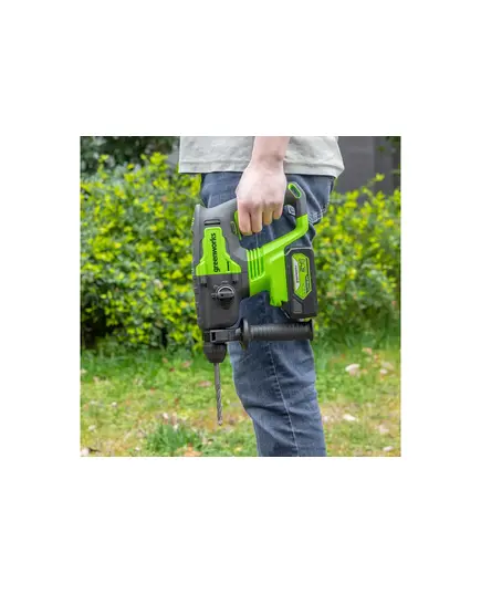 Акк. перфоратор GREENWORKS GD24SDS2, 24В, SDS-plus, бесщеточный, 2 Дж, без АКБ и ЗУ  (3803007), изображение 13