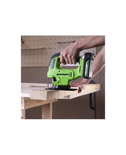 Акк. лобзик GREENWORKS GD24JS90, 24 В., б/щет, 90 мм, 0-3000/мин, 4 ст.маятник, LED, 1х4 Ач, ЗУ, кор (3601707CUB), изображение 11