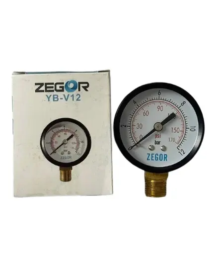 Манометр ZEGOR YB-V12 радиальный, 1/4",  до 12 бар, диам. 50 мм, изображение 4