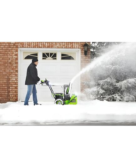 Акк. снегоуборочник GREENWORKS GD82ST56, 61 см, самоходный, бесщеточный, АКБ 82В, 3х8 Ач, быстрое ЗУ 8а (2602807UF3), изображение 8