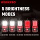 Фонарик светодиодный 80-200LM, перезаряжаемый WORKPRO, изображение 5