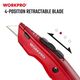 Нож выдвижной, алюминиевый, 3-х позиционный + 3 лезвия WORKPRO, изображение 5 от магазина Планета Инструмент Нож выдвижной, алюминиевый, 3-х позиционный + 3 лезвия WORKPRO, изображение 5